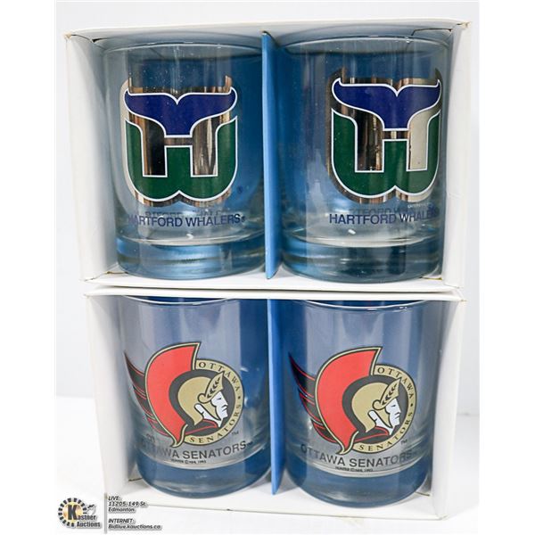 2 SETS OF NHL SCOTCH GLASSES - OTTAWA SENATORS &
