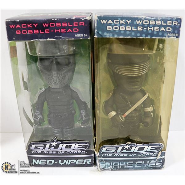 2 G.I.JOE BOBBLE HEADS INCL SNAKE EYES & NEO-VIPER