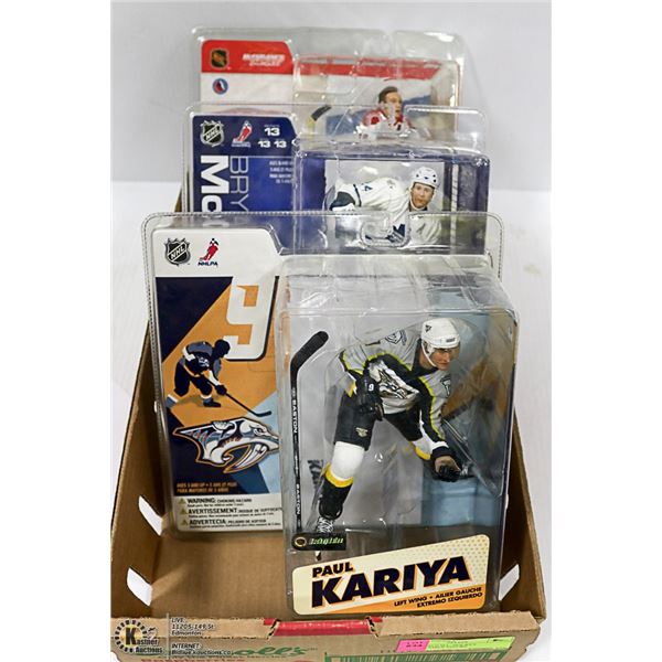 3 SEALED N.H.L. HOCKEY COLLECTIBLE FIGURE