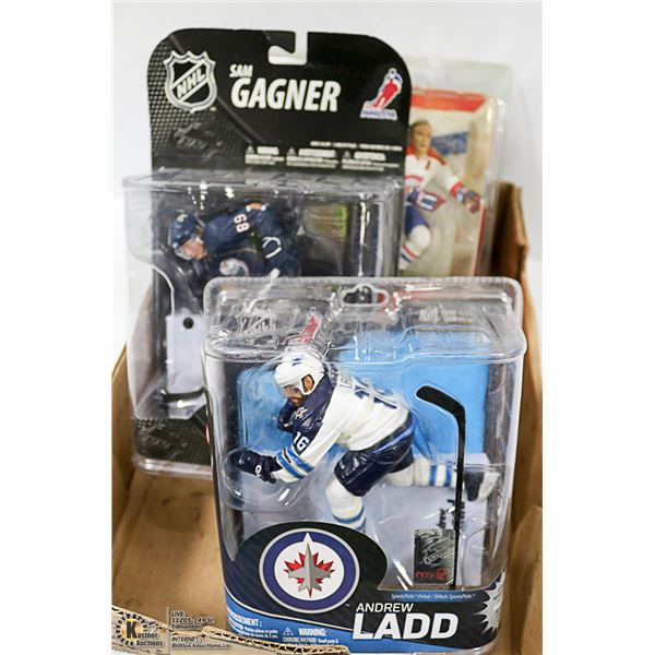 3 SEALED N.H.L. HOCKEY COLLECTIBLE FIGURE