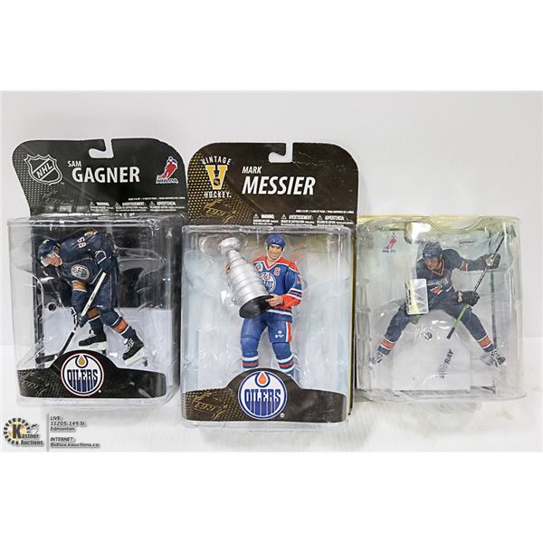 3 SEALED N.H.L. HOCKEY COLLECTIBLE FIGURE