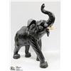 Image 1 : 24" TALL HAND CARVED LEATHER WOOD LUCKY ELEPHANT