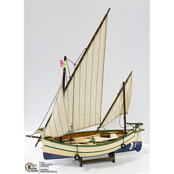 ALL WOOD UNNAMED SHIP WITH STAND 2 FT TALL