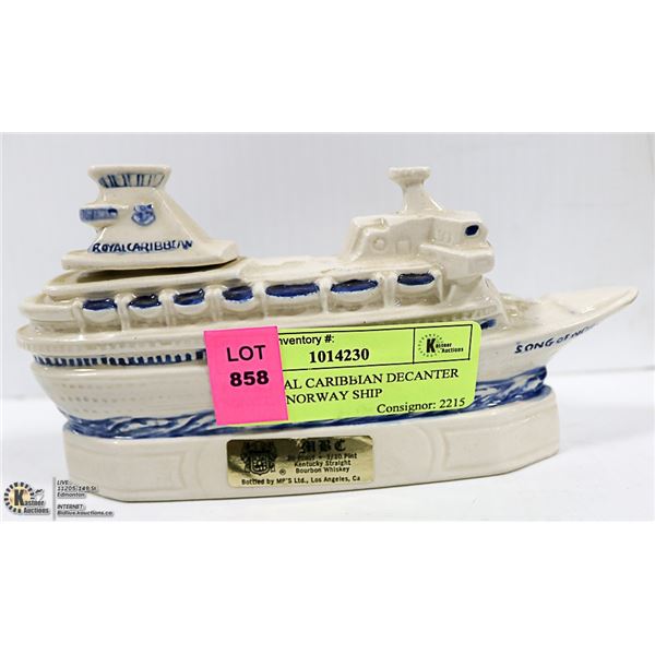 1975 ROYAL CARIBBIAN DECANTER SONG OF NORWAY SHIP