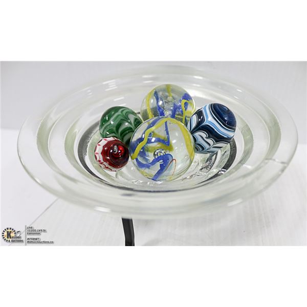 VINTAGE BLOWN GLASS PYSANKA EGG AND MARBLE