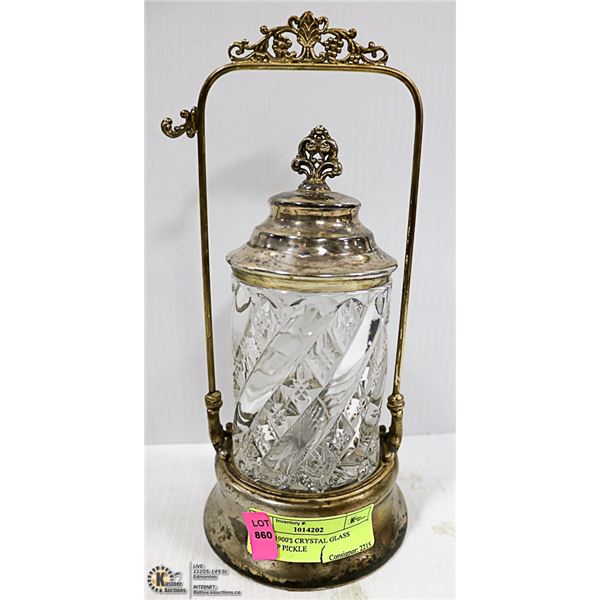 EARLY 1900'S CRYSTAL GLASS BRASS DECORATIVE PIECE