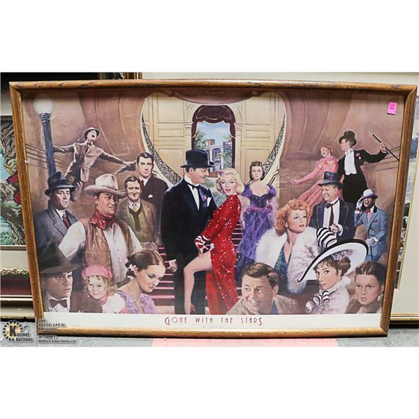 GONE WITH THE STARS FRAMED PICTURE 37" X 26"