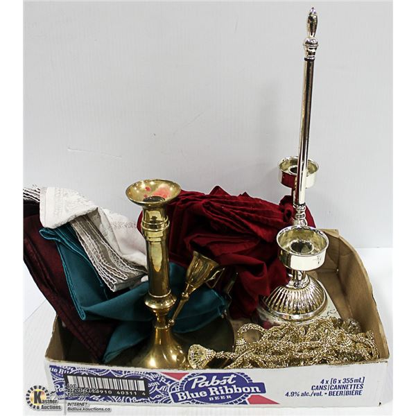BOX WITH CANDLE HOLDERS AND MORE