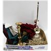 Image 1 : BOX WITH CANDLE HOLDERS AND MORE