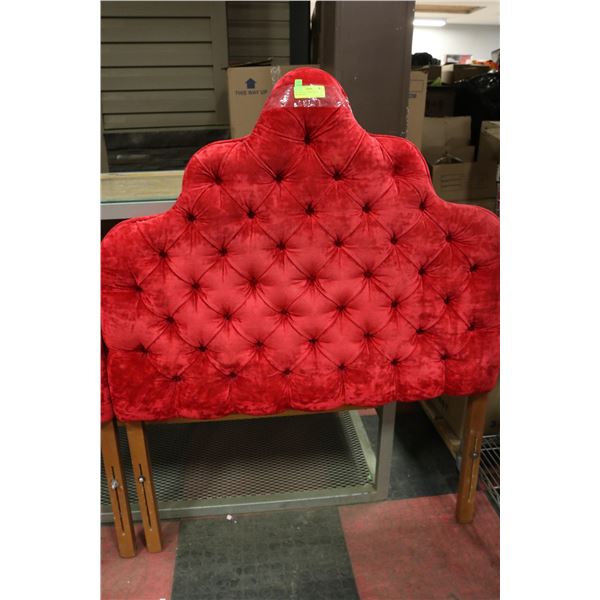 RED VELVET TUFTED SINGLE HEADBOARD