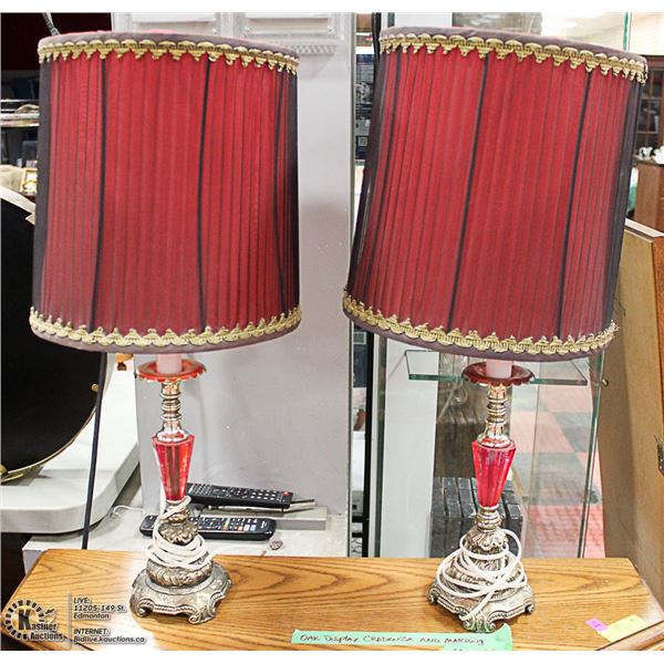 VINTAGE RED LAMPS SET 26" TALL