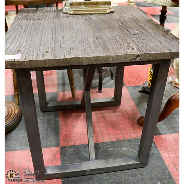 SOLID WOOD AND HEAVY METAL SIDE TABLE 2' X 2' X 2'