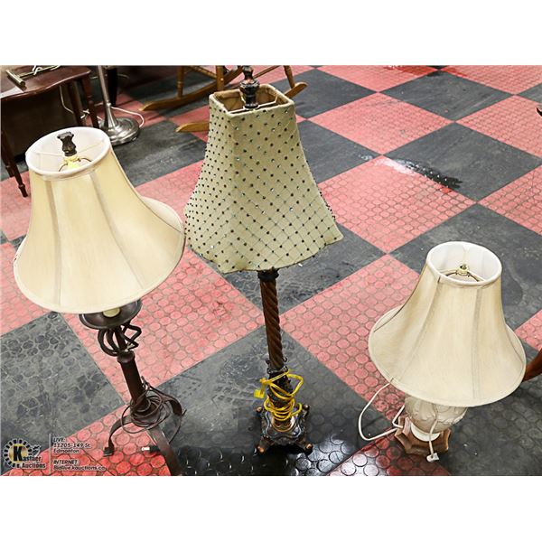 LOT OF 3 ASSORTED TABLE LAMPS