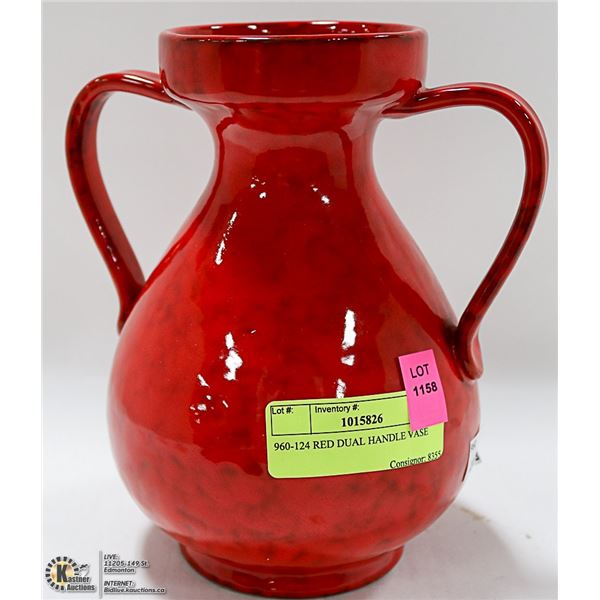 RED DUAL HANDLE VASE