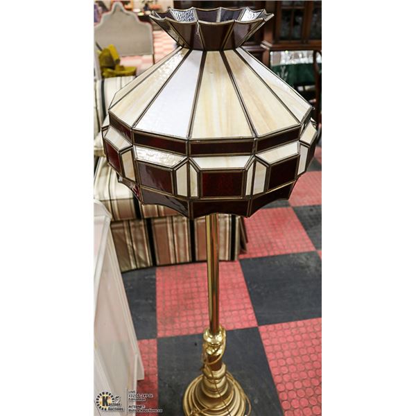 STAINED GLASS FLOOR LAMP (DAMAGE ON ONE PANEL)