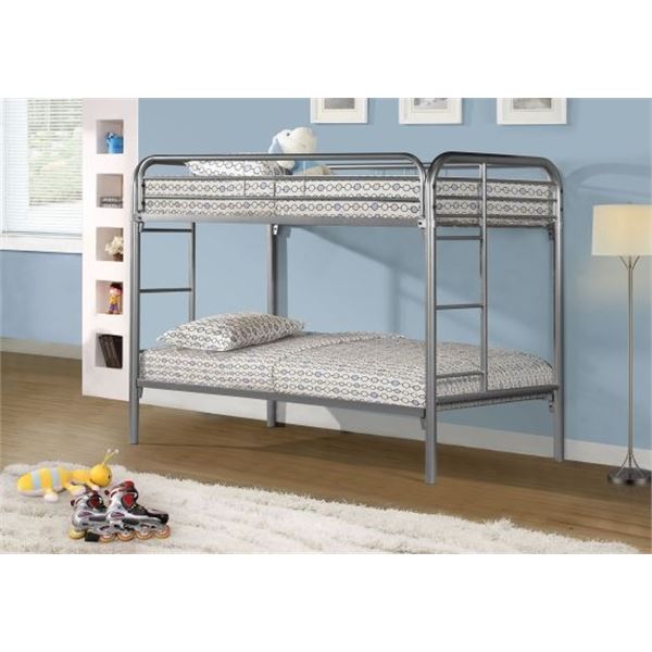 NEW GREY METAL SINGLE/SINGLE BUNKBED