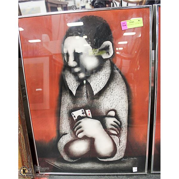 DAVID MBELE - GUY W/ ACES FRAMED ART