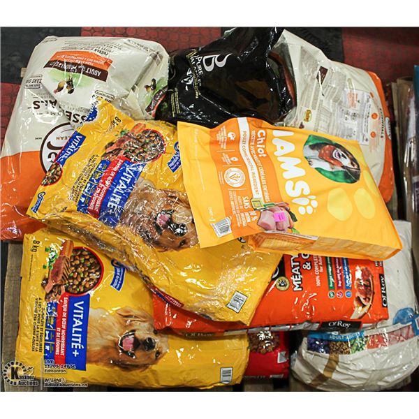 PALLET WITH DAMAGED PACKAGING PET FOOD