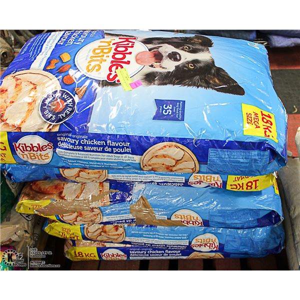 FIVE 18KG BAGS OF KIBBLES'N'BITS DOG FOOD