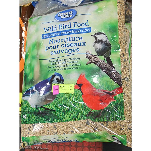 SEVEN 9KG BAGS OF GREAT VALUE WILD BIRD FOOD