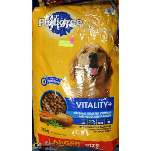 TWO 20KG BAGS OF PEDIGREE VITALITY+ DOG FOOD