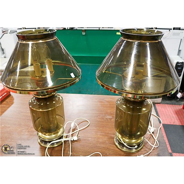 SET OF VINTAGE GLASS LAMPS 23" TALL
