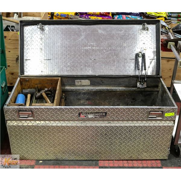 CHECKER PLATED TRUCK BOX WITH CONTENTS