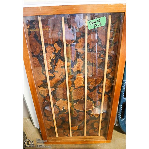 VINTAGE BURL WOOD SPOON RACK 26" X 48"