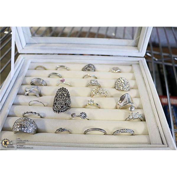 ALL RINGS CASE WITH SILVER TONE JEWELRY & STERLING