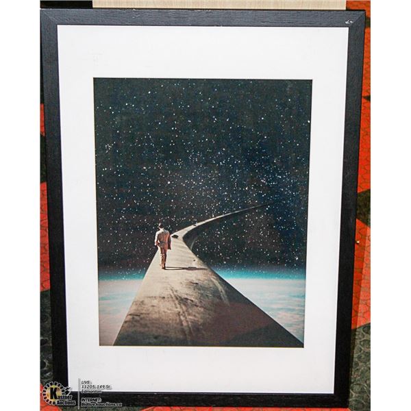 SHOWHOME FRAMED AND MATTED MAN WALKING IN SPACE