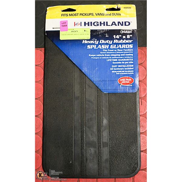 2 HIGHLAND SPLASH GUARDS 14" X 8"