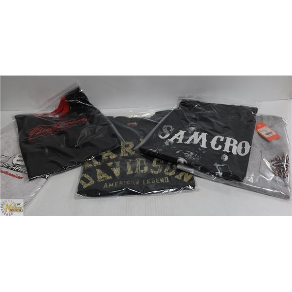 BOX W/ 5 MEN'S T-SHIRTS INCLUDING 2 HARLEY