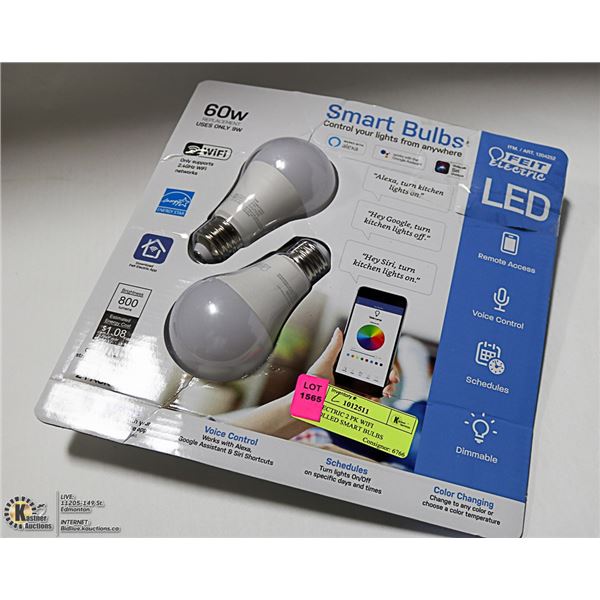 FEIT ELECTRIC 2 PK WIFI CONTROLLED SMART BULBS