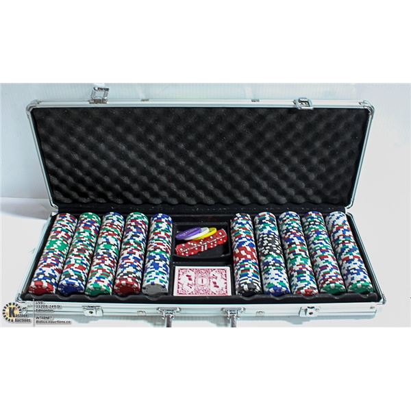 COMPLETE POKER SET WITH 1000 CHIPS IN CASE
