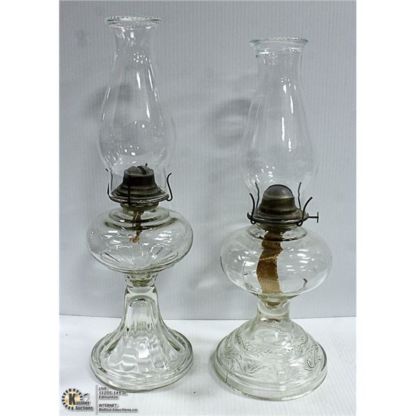 2 VINTAGE OIL LAMPS- 18 INCHES TALL