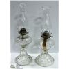 Image 1 : 2 VINTAGE OIL LAMPS- 18 INCHES TALL