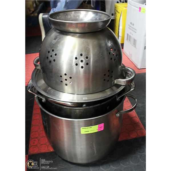 LOT OF STAINLESS POTS