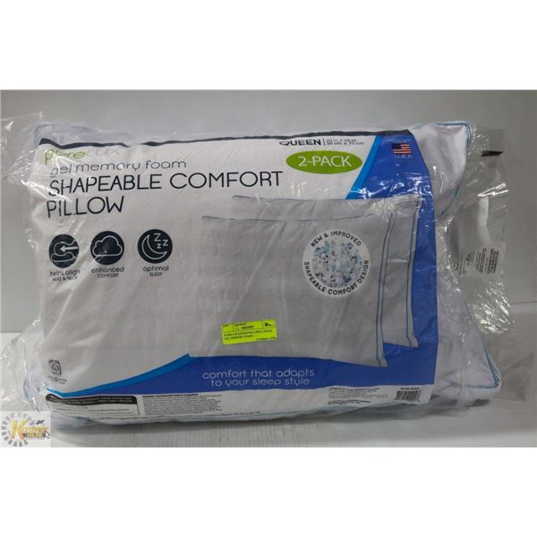 PURELUX QUEEN PILLOWS 2-PACK, GEL MEMORY FOAM