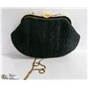 Image 1 : BLACK RAYON CLUTCH BAG WITH GOLD TRIM PURSE
