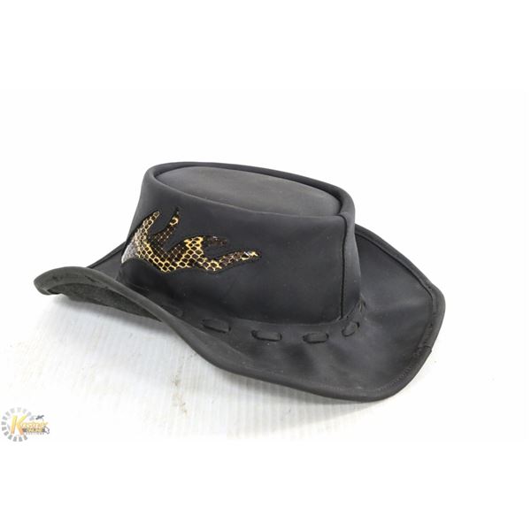 GENUINE LEATHER & SNAKESKIN HAT