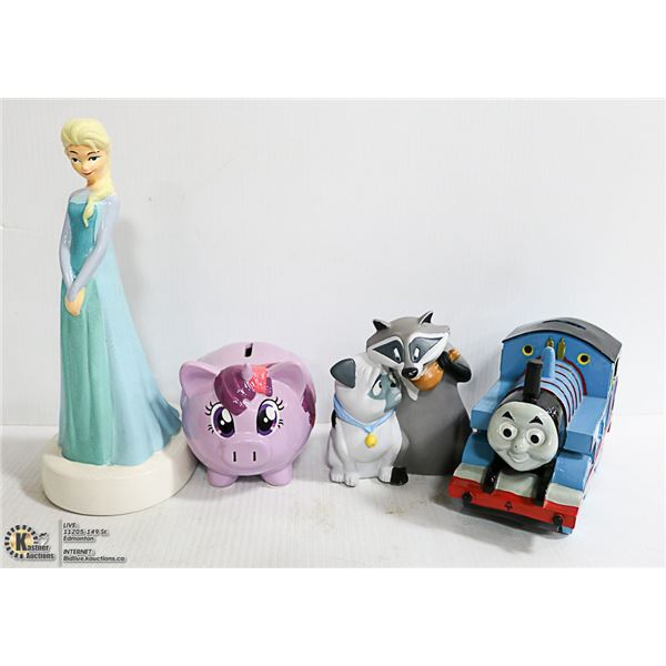 LOT OF MISCELLANEOUS COIN BANKS:  THOMAS THE