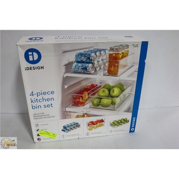NEW IDESIGN 4 PC FRIDGE / FREEZER BIN SET