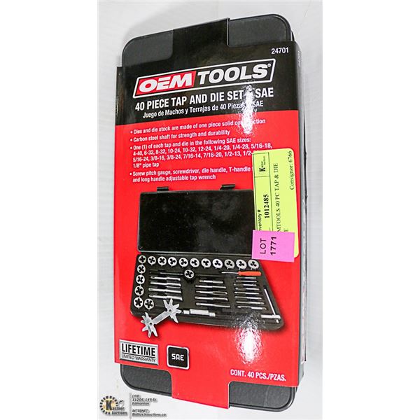 NEW OEMTOOLS 40 PC TAP & DIE SET - SAE