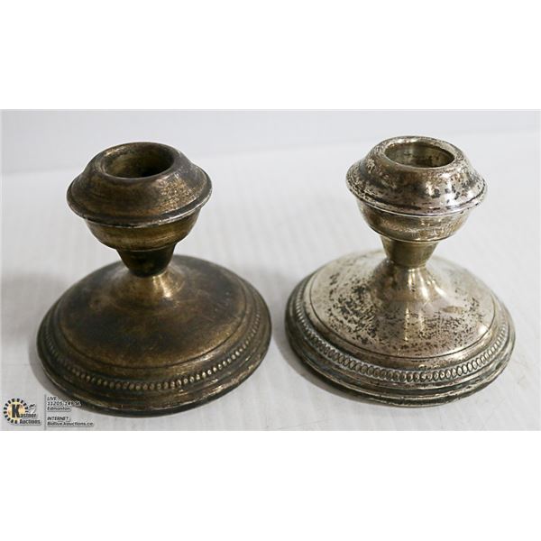 SET OF TWO 925 STERLING SILVER CANDLE STICKS