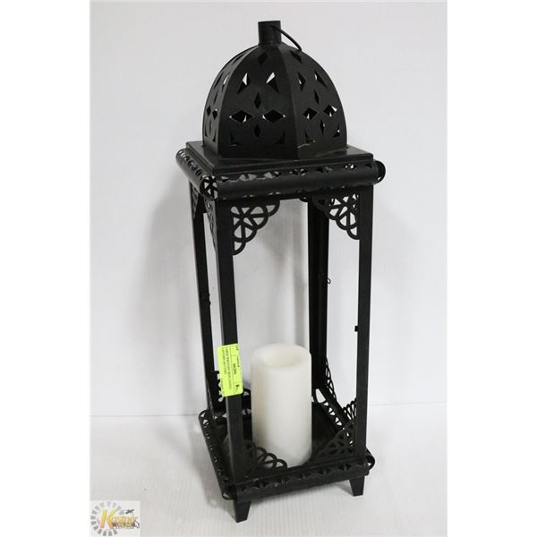 LARGE WROUGHT IRON CANDLE LANTERN (BATTERY