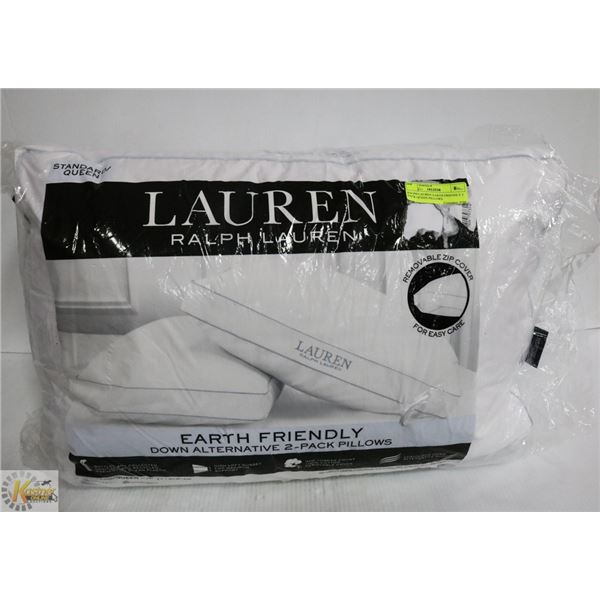 RALPH LAUREN EARTH FRIENDLY 2 PACK QUEEN PILLOWS