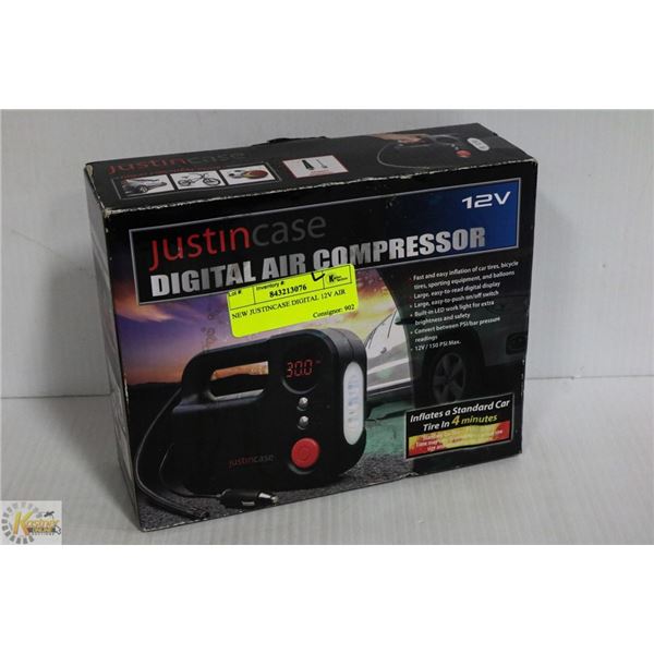 NEW JUSTINCASE DIGITAL 12VOLT AIR COMPRESSOR