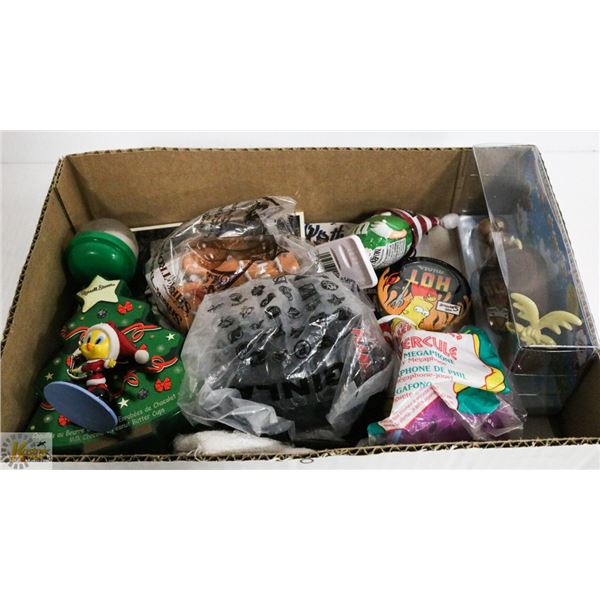 BOX OF COLLECTIBLES INCL. NEW IN BAG MCDONALDS