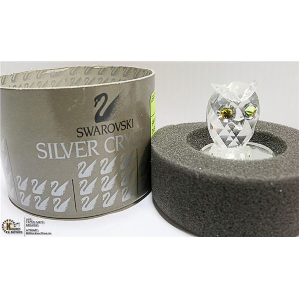 SWAROVSKI SILVER CRYSTAL OWL IN BOX