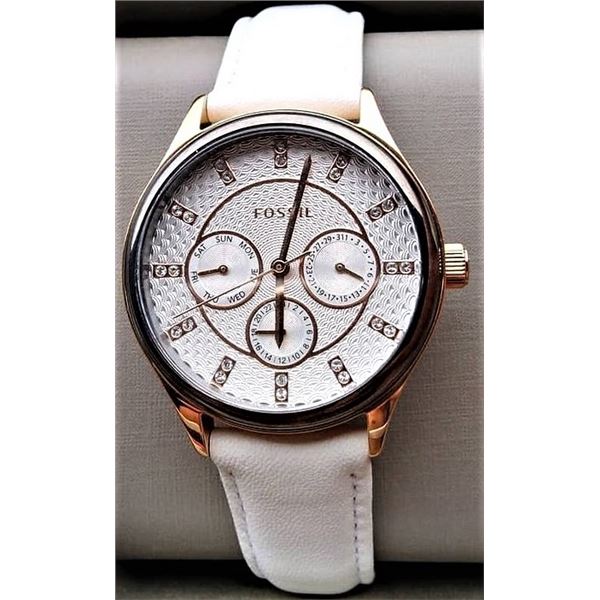 NEW FOSSIL TRIPLE CHRONO WATCH W/ CRYSTAL MARKERS